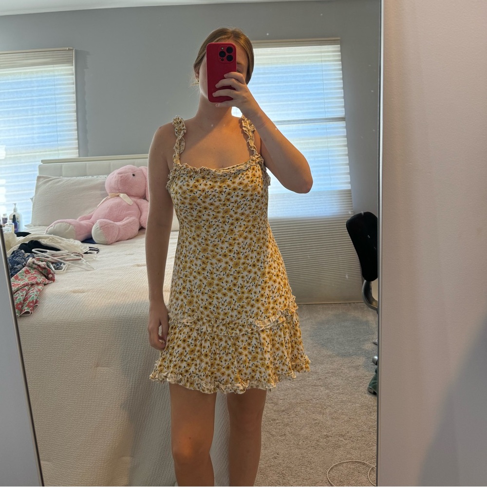 Yellow sunflower mini dress